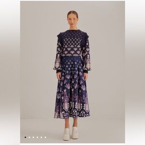 FARM Rio Like New Dark Blue Ainika Martina Midi Skirt